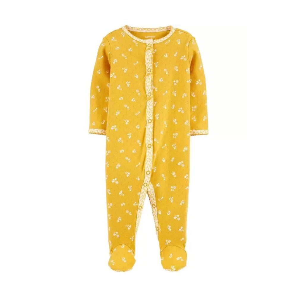 Carter's Baby Yellow Floral Snap-Up Cotton Sleep & Play One Piece 3M NWT